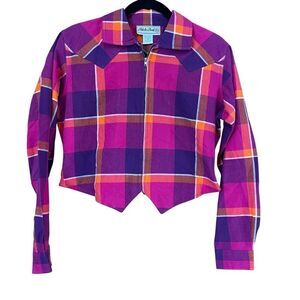 Vintage Adobe Rose Plaid Cropped Western Cotton Shirt